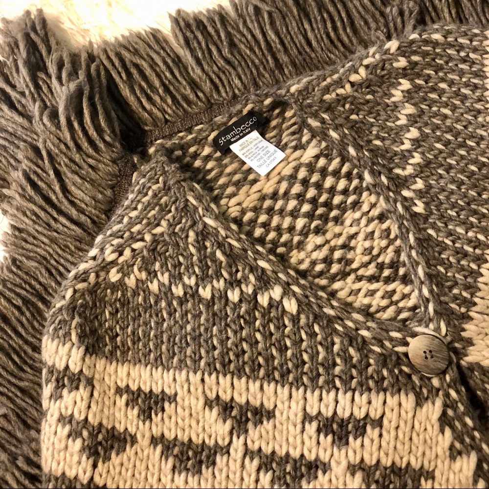 🇮🇹 Hand-Knitted Alpaca Stambecco Poncho Acrylic